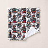 Ninja-Mädchen Anime mit Textmuster-Design Badhandtuch Set (Waschlappen)