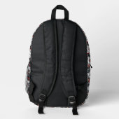 Ninja-Mädchen Anime mit Textmuster-Design Bedruckter Rucksack (Rückseite)