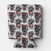 Ninja-Mädchen Anime mit Textmuster-Design Dosenkühler (Rückseite)