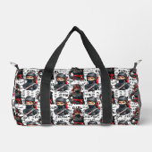 Ninja-Mädchen Anime mit Textmuster-Design Duffle Bag (Vorderseite)