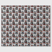 Ninja-Mädchen Anime mit Textmuster-Design Geschenkpapier (Flach)