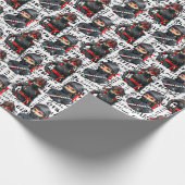 Ninja-Mädchen Anime mit Textmuster-Design Geschenkpapier (Ecke)