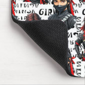 Ninja-Mädchen Anime mit Textmuster-Design Mousepad (Ecke)