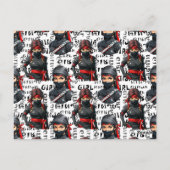 Ninja-Mädchen Anime mit Textmuster Design Postkarte (Rückseite)