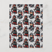 Ninja-Mädchen Anime mit Textmuster Design Postkarte (Vorderseite)