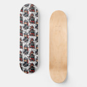 Ninja-Mädchen Anime mit Textmuster-Design Skateboard (Vorderseite)