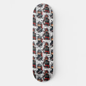 Ninja-Mädchen Anime mit Textmuster-Design Skateboard (Vorderseite)