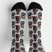 Ninja-Mädchen Anime mit Textmuster-Design Socken (Oben)