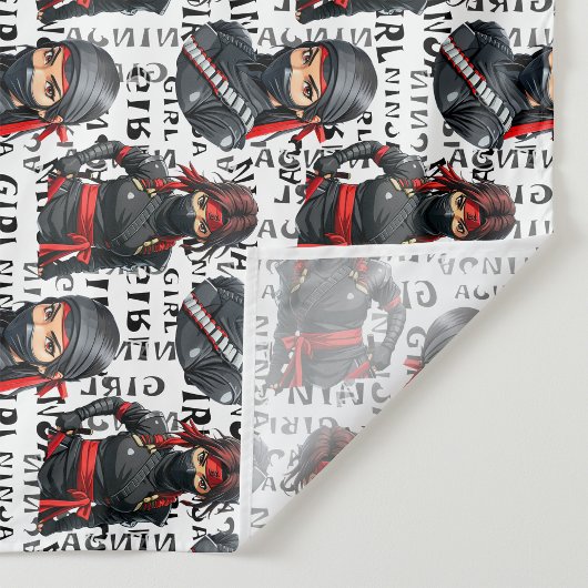 Ninja-Mädchen Anime mit Textmuster-Design Stoff