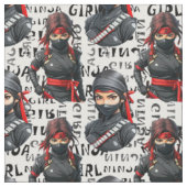 Ninja-Mädchen Anime mit Textmuster-Design Stoff (Nahaufnahme)