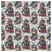 Ninja-Mädchen Anime mit Textmuster-Design Stoff (Muster)