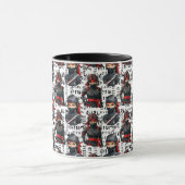 Ninja-Mädchen Anime mit Textmuster-Design Tasse (Zentrum)