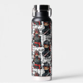 Ninja-Mädchen Anime mit Textmuster-Design Trinkflasche (Vorne)