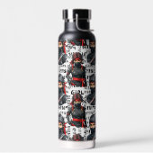 Ninja-Mädchen Anime mit Textmuster-Design Trinkflasche (Links)