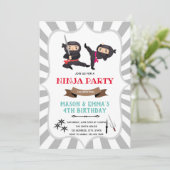 Ninja-Mädchen-Jota Geburtstag Einladung (Stehend Vorderseite)