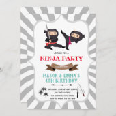 Ninja-Mädchen-Jota Geburtstag Einladung (Vorne/Hinten)