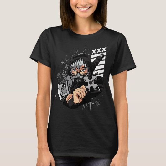 Ninja-Mädchen. T-Shirt (Vorderseite)