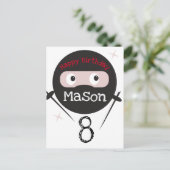 Ninja Martial Arts Karate Boys Birthday Postcard Postkarte (Stehend Vorderseite)