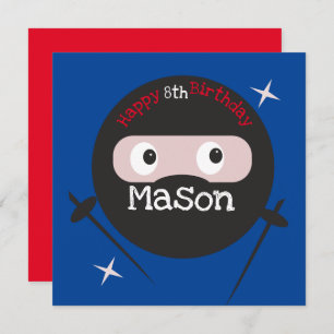 Ninja Martial Arts Karate Boys Birthday Red Blue Karte