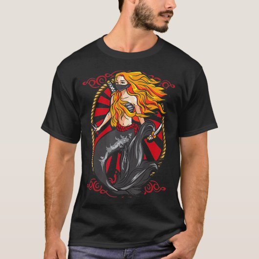 Ninja Mermaid Cool Shinobi Mercenary Warrip T-Shirt (Vorderseite)