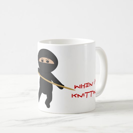 Ninja mit der strickende Nadel-Tasse Kaffeetasse (VorderseiteRechts)