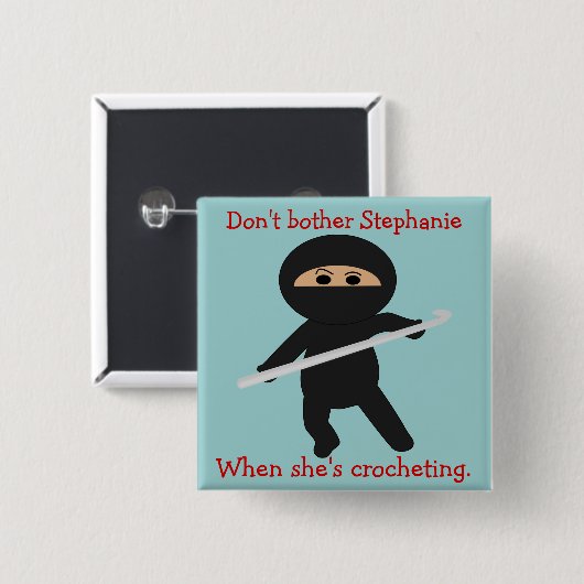 Ninja mit Häkelarbeit-Haken-Knopf Button (Vorne & Hinten)