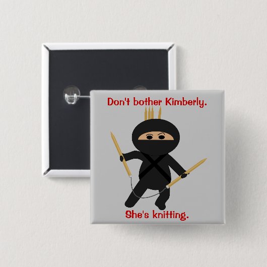 Ninja mit KreisStricknadeln Button (Vorne & Hinten)