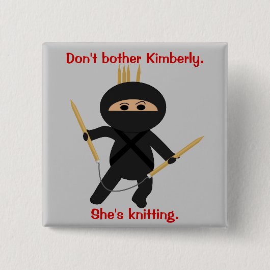 Ninja mit KreisStricknadeln Button (Vorderseite)