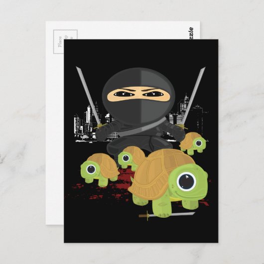Ninja mit Schildkröten Postkarte (Vorne/Hinten)