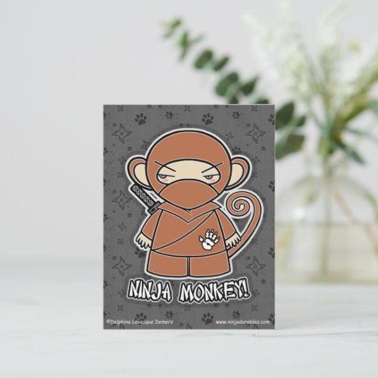 Ninja Monkey! Postkarte (Stehend Vorderseite)