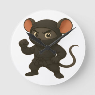 Ninja Mouse Wall Uhr Funny Cartoon Martial Art
