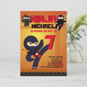NINJA MOVIE STAR WARRIOR Boys Girls Cartoon Party Einladung (Stehend Vorderseite)