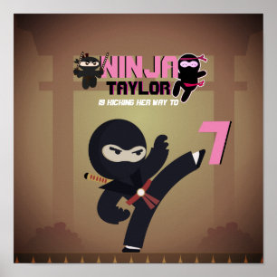 NINJA Movie Star Warrior Kicking it Karate Kinder Poster