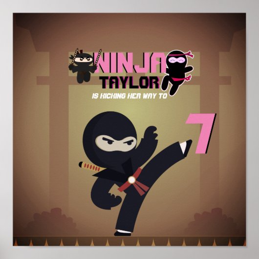 NINJA Movie Star Warrior Kicking it Karate Kinder Poster (Vorne)