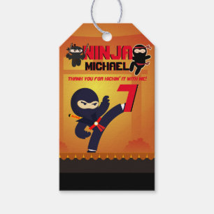 NINJA Movie Star Warrior Kicking it Karate Party Geschenkanhänger
