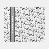 Ninja Musterdecke mit Namen, schwarzes Grau Fleecedecke (Vorderseite (Horizontal))