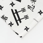 Ninja Musterdecke mit Namen, schwarzes Grau Fleecedecke (Ecke)