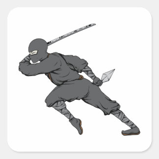 Ninja ~ Ninjas 7 Martial Arts Warrior Fantasy Art Quadratischer Aufkleber