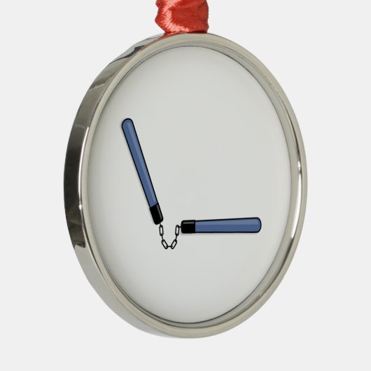 Ninja Nunchucks Silbernes Ornament (Rechts)