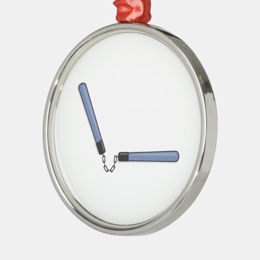 Ninja Nunchucks Silbernes Ornament (Links)