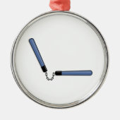 Ninja Nunchucks Silbernes Ornament (Vorne)