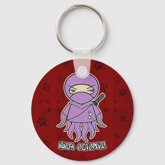 Ninja Octopus! Roter Schlüsselanhänger (Vorderseite)