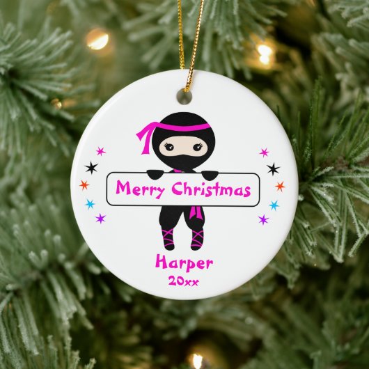 Ninja Ornament, Girls Niedlich Karate Kinder Weihn Keramik Ornament (Baum)