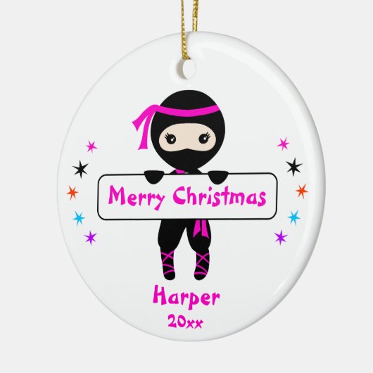 Ninja Ornament, Girls Niedlich Karate Kinder Weihn Keramik Ornament (Links)