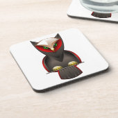 Ninja Owl in Rot Grün und Braun Untersetzer (Linke Seite)