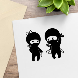 Ninja-Paar, ein Junge und ein Mädchen Gummistempel