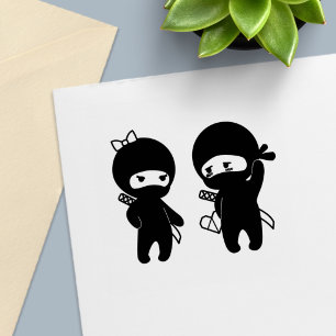 Ninja-Paar, ein Junge und ein Mädchen Permastempel