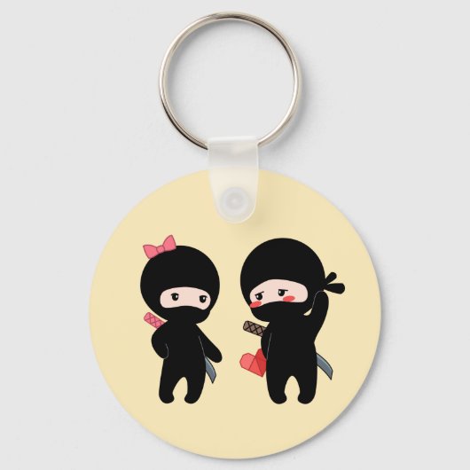 Ninja Pair, ein Junge und ein Mädchen auf Gelb Schlüsselanhänger (Vorderseite)