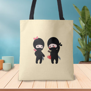 Ninja Pair, ein Junge und ein Mädchen auf Gelb Tasche