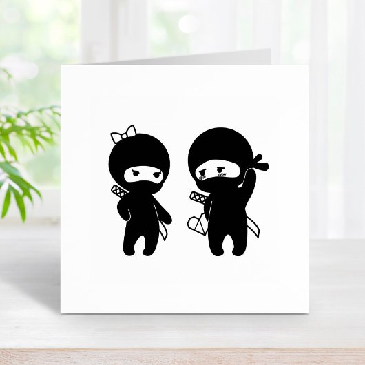 Ninja Pair, ein Junge und ein Mädchen Gummistempel